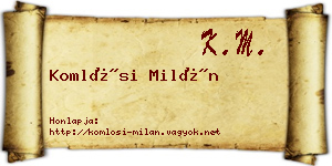 Komlósi Milán névjegykártya